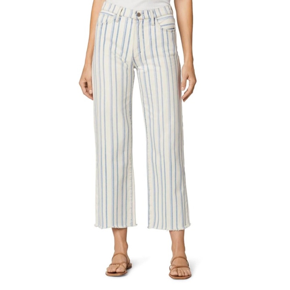 The Blake Stripe Raw Hem Crop Wide Leg Jeans JOE'S NWT Summer Jeans Cropped